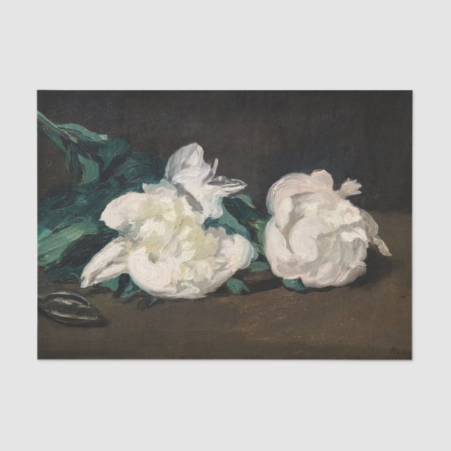 Edouard Manet - Zweig der Weißen Peonies, Secateur Seidenpapier (Vorderseite)