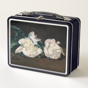 Edouard Manet - Zweig weißer Pfingstrosen, Gartens Metall Brotdose