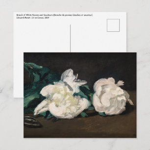Edouard Manet - Zweig weißer Pfingstrosen, Gartens Postkarte