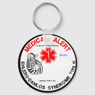 Eds-Art 3 mit TÖPFE medizinischem Alarm mit Zebra Schlüsselanhänger