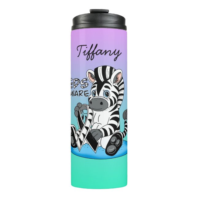 EDS Awareness Ribbon und Zebra Thermosbecher (Vorderseite)
