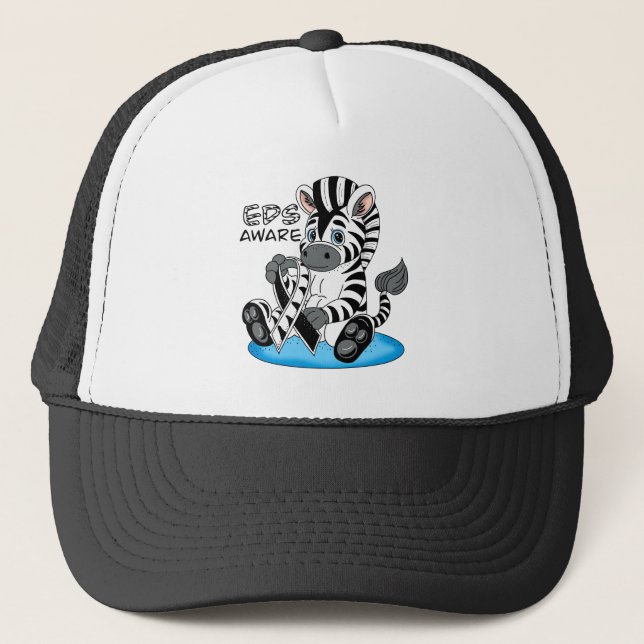 EDS Awareness Ribbon und Zebra Truckerkappe (Vorderseite)
