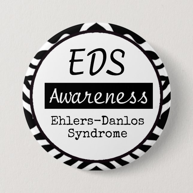 EDS Ehlers-Danlos Syndrom Bewusstsein Zebra Button (Vorderseite)