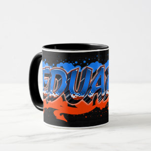 Eduardo Prénom Graffiti blue Tasse orange