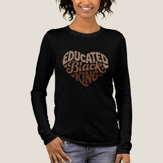 Educated Black King | Afro Pride Quote | Black Tri-Blend Shirt (Vorderseite)