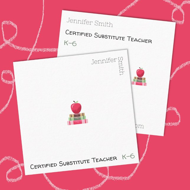 Éducateur moderne Cartes de visite Carrés blancs (Modern white square contact cards for educators .
)