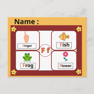  Educational Alphabet Letter F Flashcard for Kids  Postkarte