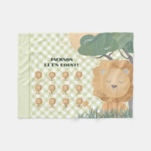 Educational Let's Count Gingham Name Boho Lion