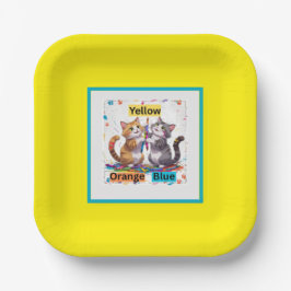 Educative Colorful Funny Cats Party  Pappteller
