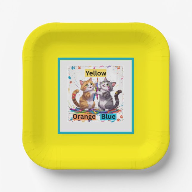 Educative Colorful Funny Cats Party  Pappteller (Vorderseite)