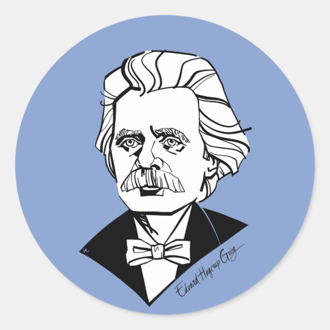 Edvard Grieg Runder Aufkleber (Vorderseite)