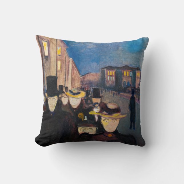 Edvard Munch - Abend auf der Karl Johan Street Kissen (Vorderseite)