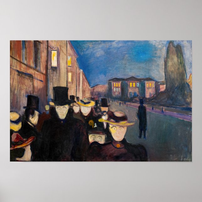 Edvard Munch - Abend auf der Karl Johan Street Poster (Vorne)