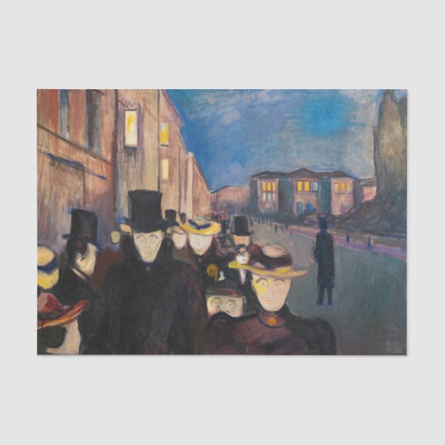 Edvard Munch - Abend auf der Karl Johan Street Seidenpapier (Vorderseite)