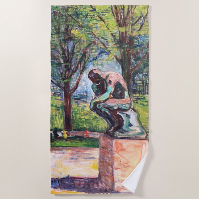 Edvard Munch - Der Denker von Rodin Strandtuch (Vorderseite)