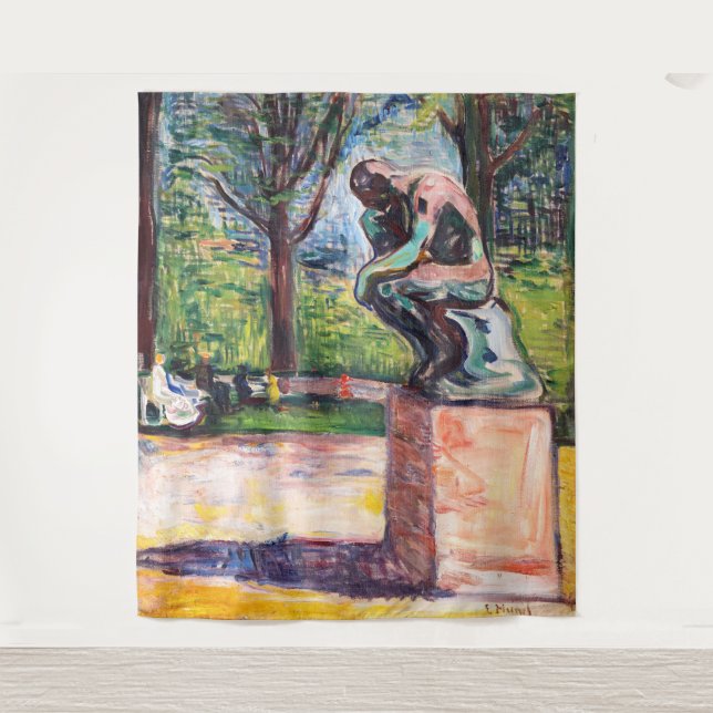 Edvard Munch - Der Denker von Rodin Wandteppich (Vorderseite)