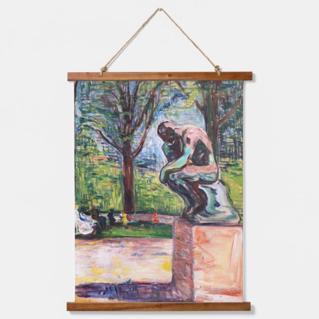 Edvard Munch - Der Denker von Rodin Wandteppich Mit Holzrahmen (Vorderseite)