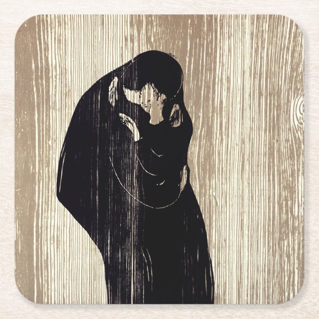 Edvard Munch - Der Kuss IV Rechteckiger Pappuntersetzer (Vorderseite)