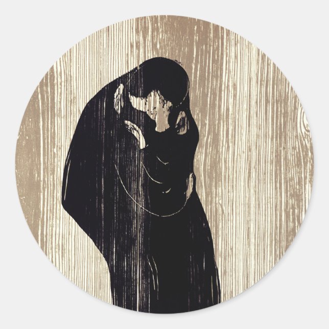 Edvard Munch - Der Kuss IV Runder Aufkleber (Vorderseite)