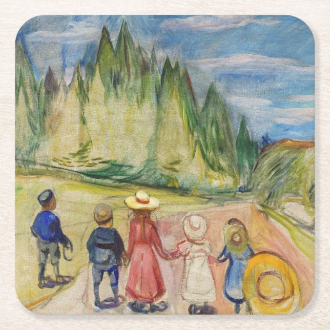Edvard Munch - Der Märchenwald Rechteckiger Pappuntersetzer (Vorderseite)