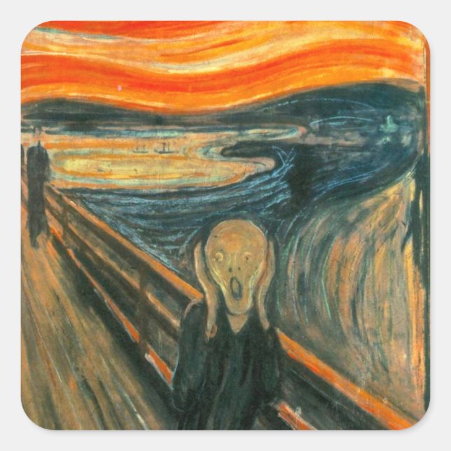 EDVARD MUNCH - Der Schrei 1893 Quadratischer Aufkleber (Vorderseite)