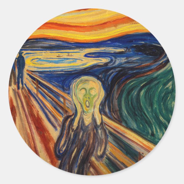 Edvard Munch - Der Schrei 1910 Runder Aufkleber (Vorderseite)