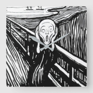 Edvard Munch - Der Schrei Lithographie Quadratische Wanduhr