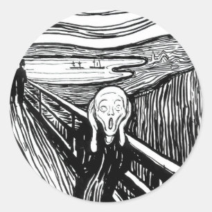 Edvard Munch - Der Schrei Lithographie Runder Aufkleber