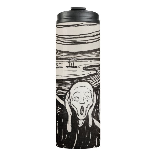 Edvard Munch der Scream Lithograph Print berühmt Thermosbecher (Vorderseite)