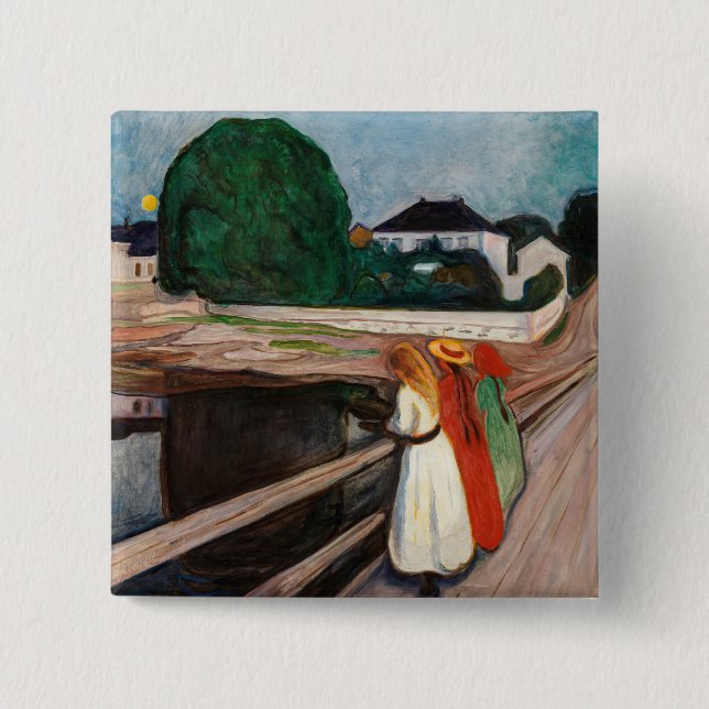 Edvard Munch - Die Mädchen auf der Brücke Button (Vorderseite)