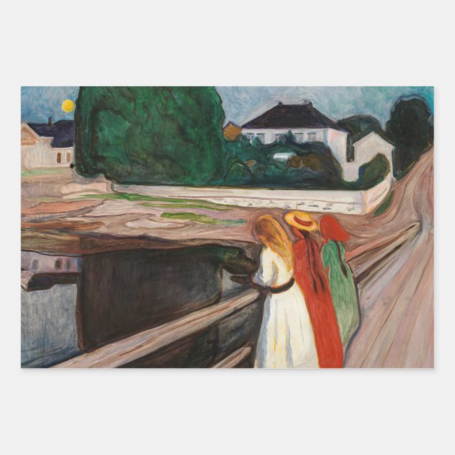Edvard Munch - Die Mädchen auf der Brücke Geschenkpapier Set (Vorderseite)