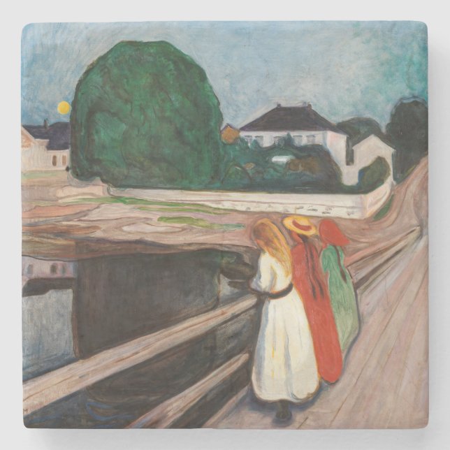 Edvard Munch - Die Mädchen auf der Brücke Steinuntersetzer (Vorderseite)