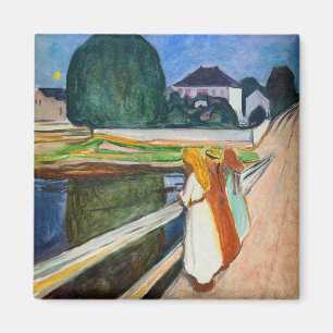 Edvard Munch - Die Mädchen auf der Brücke Weiße Na Magnet