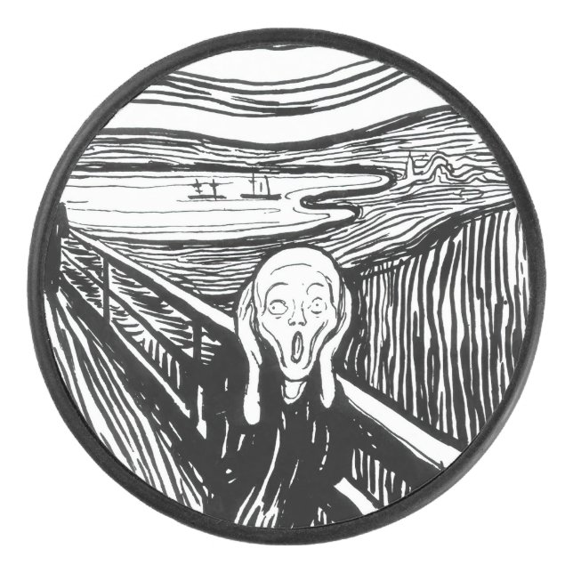 Edvard Munch - Die schreiende Lithografie Eishockey Puck (Vorderseite)