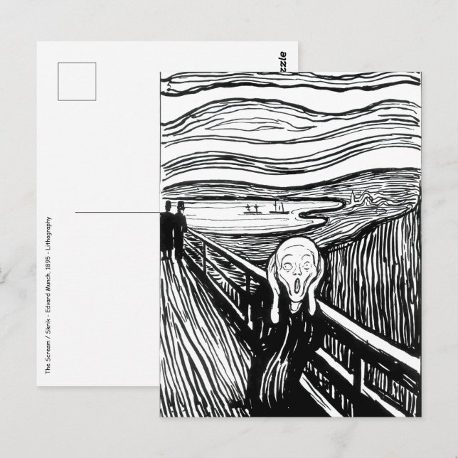 Edvard Munch - Die schreiende Lithografie Postkarte (Vorne/Hinten)