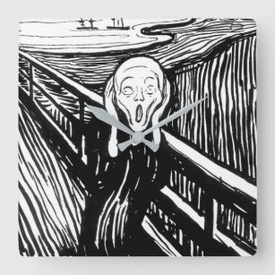 Edvard Munch - Die schreiende Lithografie Quadratische Wanduhr