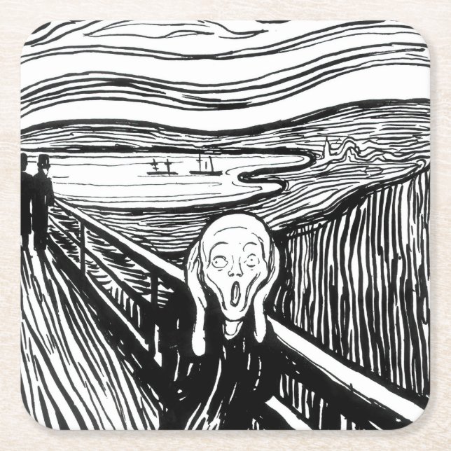 Edvard Munch - Die schreiende Lithografie Rechteckiger Pappuntersetzer (Vorderseite)