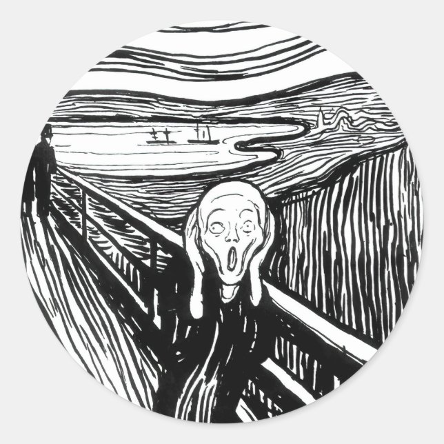 Edvard Munch - Die schreiende Lithografie Runder Aufkleber (Vorderseite)