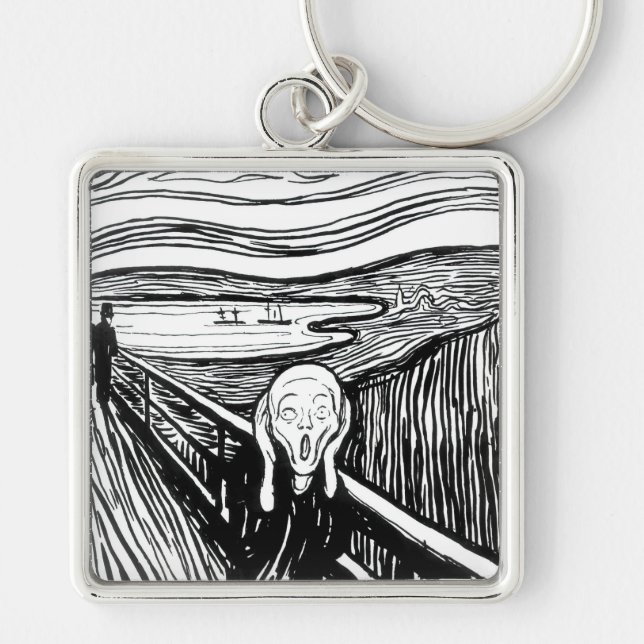 Edvard Munch - Die schreiende Lithografie Schlüsselanhänger (Vorne)