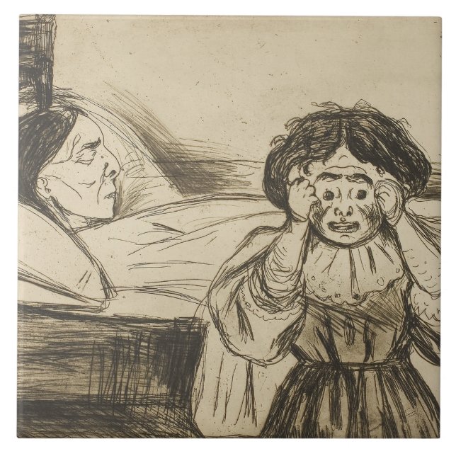 Edvard Munch - Die Tote Mutter und ihr Kind Fliese (Vorderseite)