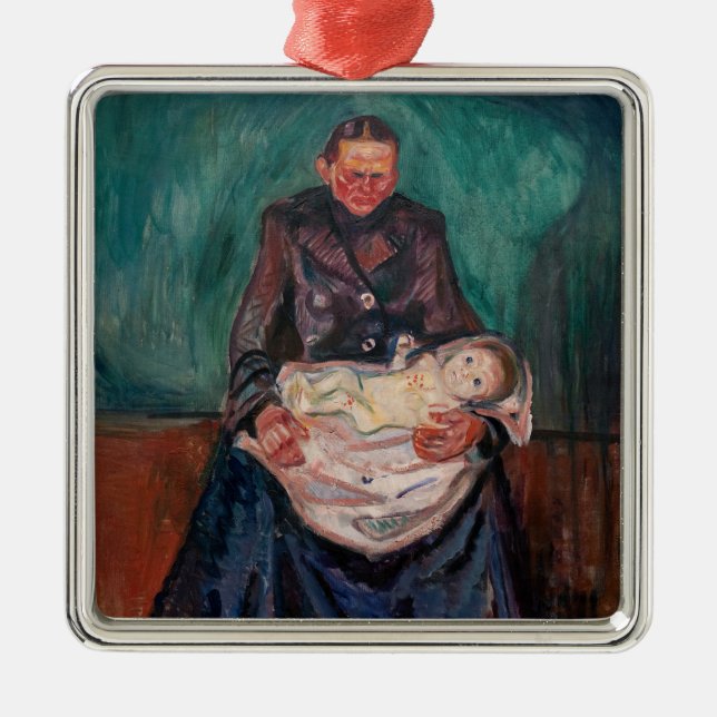 Edvard Munch - Frau mit kranken Kindern, Erbschaft Ornament Aus Metall (Vorne)