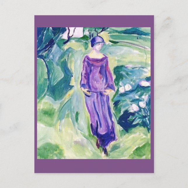 Edvard Munch, im Garten spazieren Postkarte (Vorderseite)