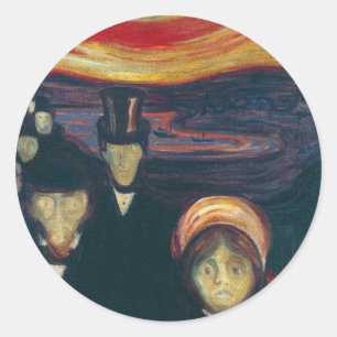 Edvard Munch Klassisches Gemälde, Angst (1894) Runder Aufkleber