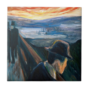 Edvard Munch - Kranke Stimmung bei Sonnenuntergang Fliese