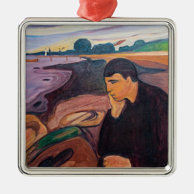 Edvard Munch - Melancholy 1894 Ornament Aus Metall (Vorne)