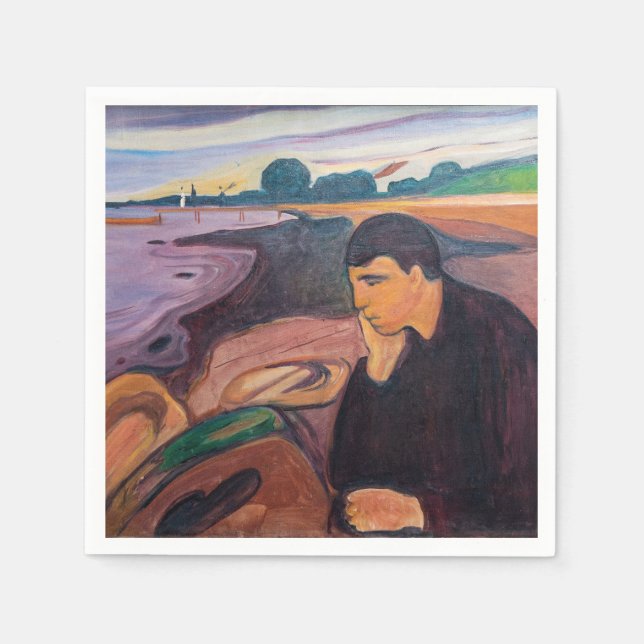 Edvard Munch - Melancholy 1894 Serviette (Vorderseite)