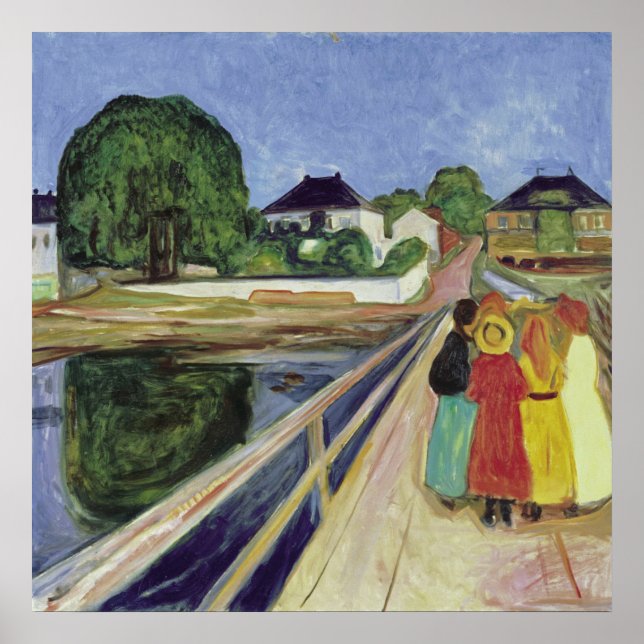 Edvard Munch Painting Girls on the Bridge (c 1902) Poster (Vorne)