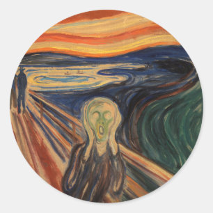 Edvard Munch Painting the Scream (Skrik) 1910 Runder Aufkleber