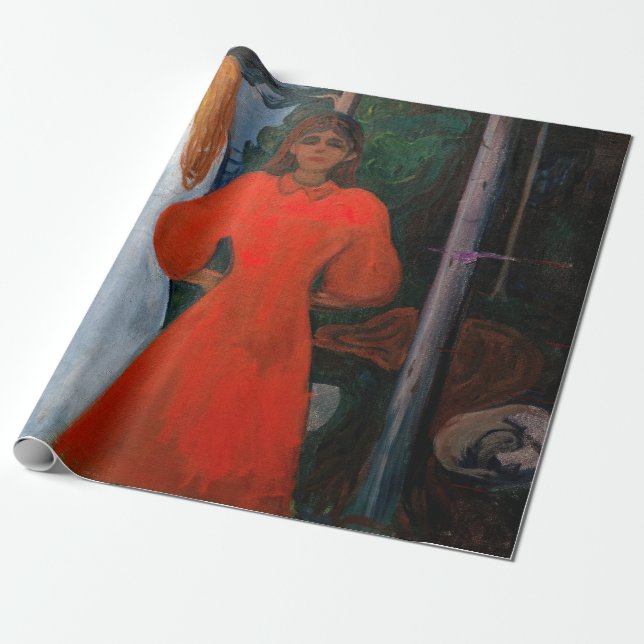 Edvard Munch - rot und weiß Geschenkpapier (Ungerollt)