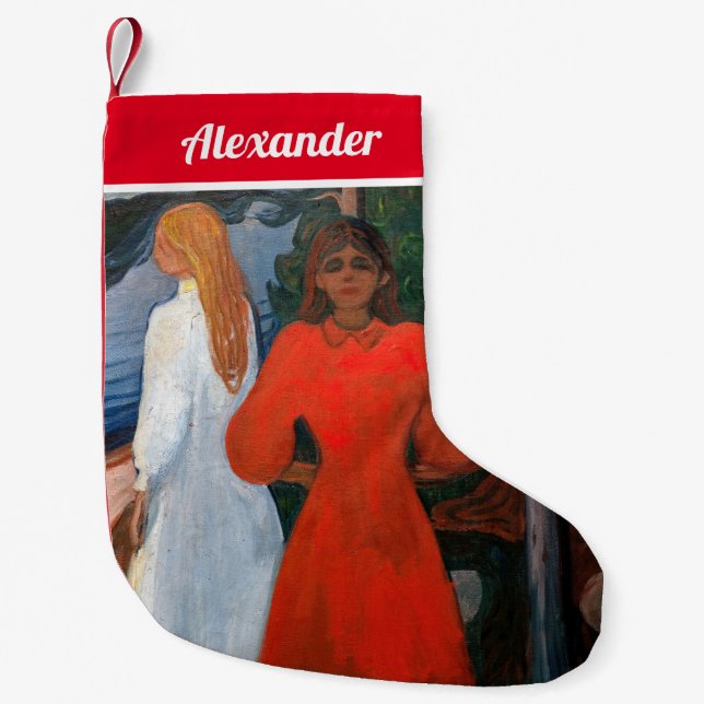Edvard Munch - rot und weiß Kleiner Weihnachtsstrumpf (Vorderseite)